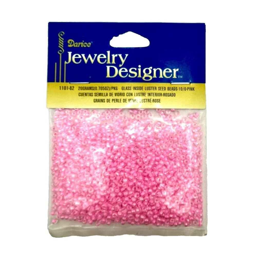 Darice Jewelry Designer Glass Luster Seed Beads NOS Pink 10/0